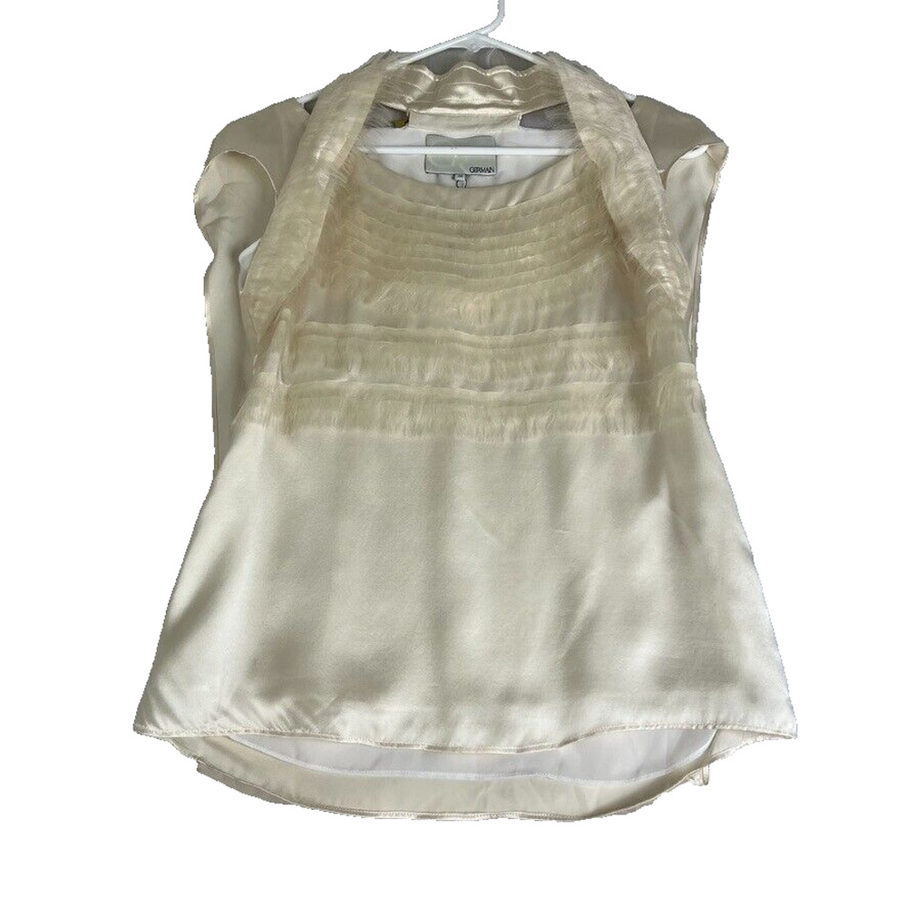 GERMAIN Blouse Womens 36 100% Silk Lined Short Sleeve